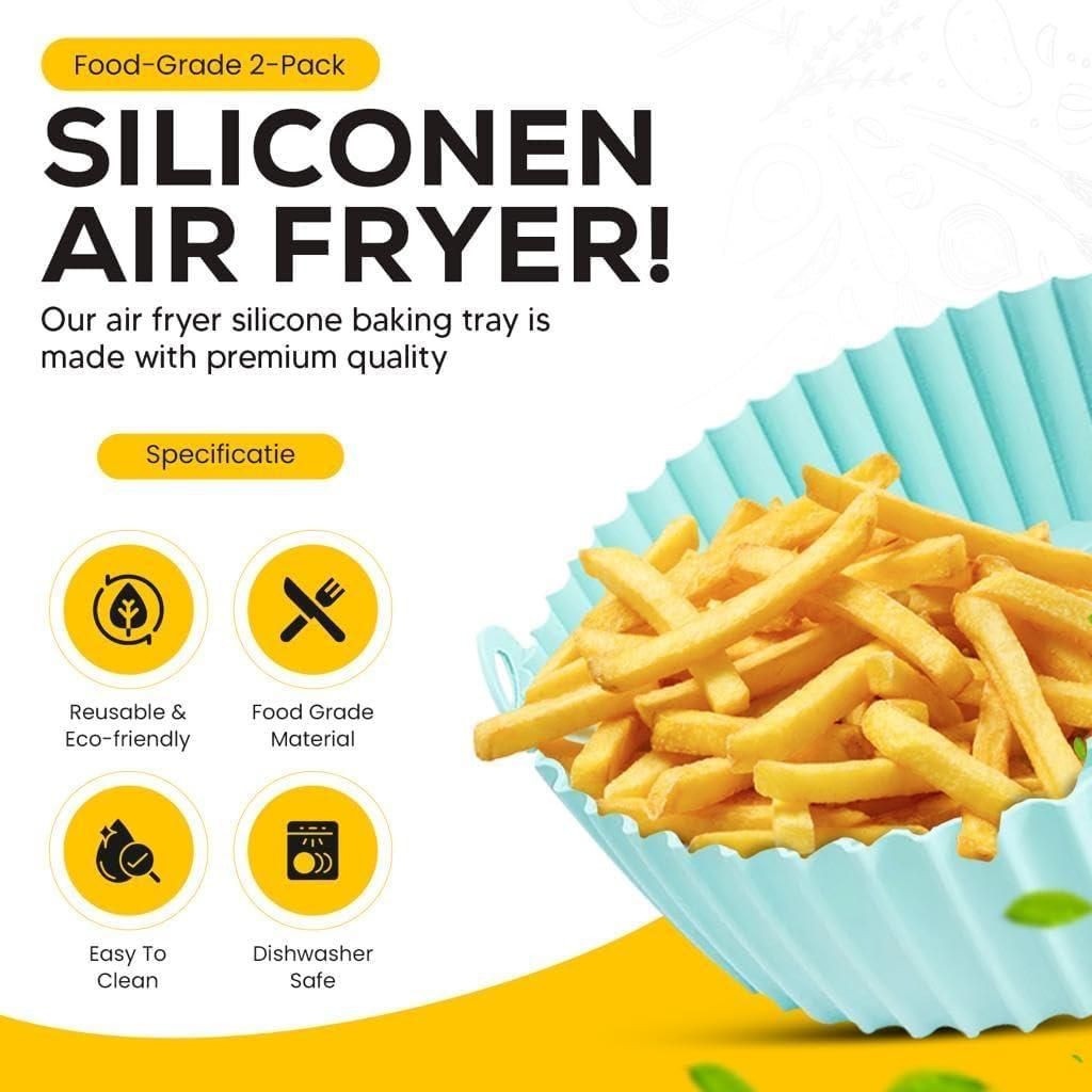 Air Fryer Silicone Basket Silicone Baking Tray (Pack of 2)