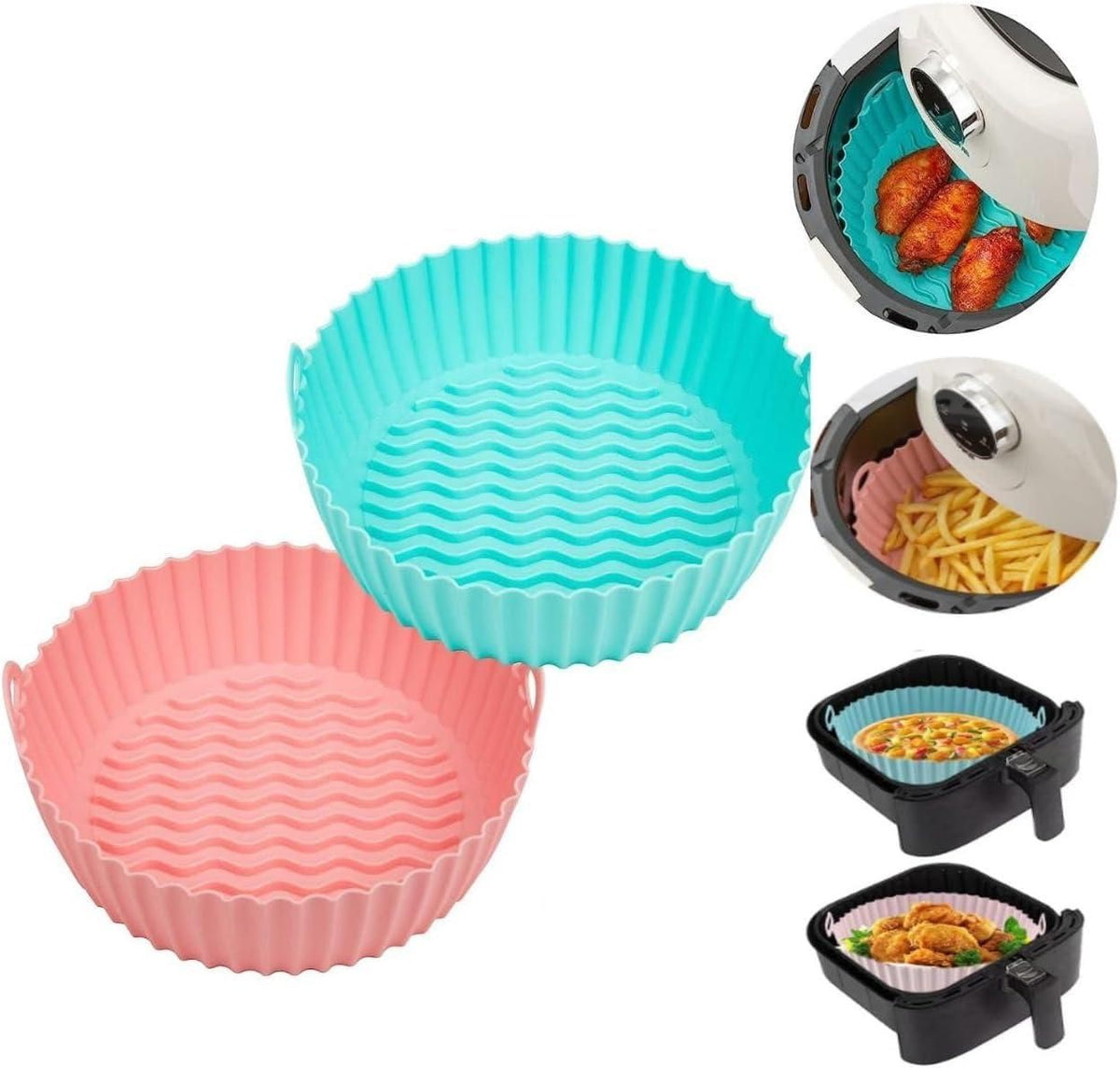 Air Fryer Silicone Basket Silicone Baking Tray (Pack of 2)