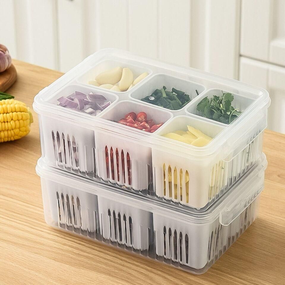 6 Grid Fridge Storage Boxes Containers